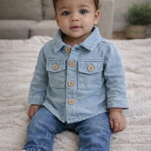 Rabbit & Bear Organic Cotton Baby Shacket Button-Up Size 0-3 mos